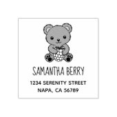 ベリーアドレスを持つかわいいテディベア ラバースタンプ (インプリント)