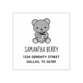 ベリーアドレスを持つかわいいテディベア ラバースタンプ (インプリント)