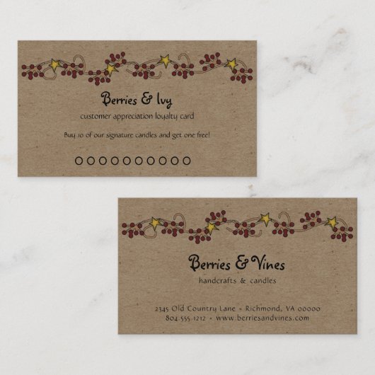 ベリーアンドスターズカントリー初期のクラフト ロイヤリティカード (正面/裏面)