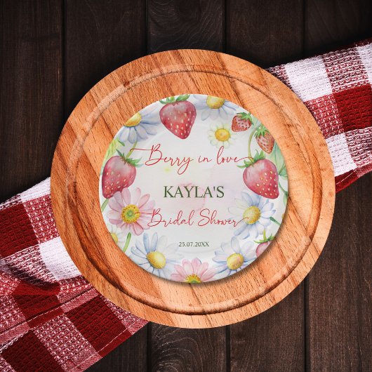 ベリーインラブイチゴブライダルシャワー印刷 ペーパープレート