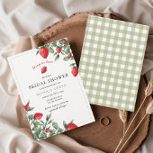 ベリーインラブストロベリーギンガムブライダルシャワー 招待状