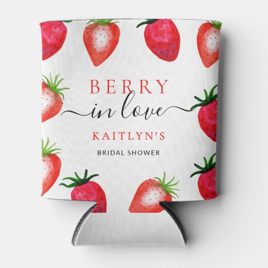 ベリーインラブストロベリーブライダルシャワーのお願い 缶クーラー (正面)