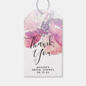 ベリーウォーターカラーオーキッドパーソナライズされたサンキュー ギフトタグ (正面)