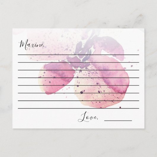 ベリーウォーターカラーオーキッドブライダルシャワーアドバイスカード アドバイスカード (裏面)