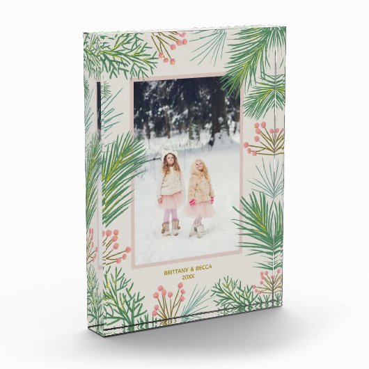 ベリーエバーグリーンカスタムクリスマス写真ブロック フォトブロック (左)