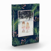 ベリーエバーグリーンクリスマスカスタムネイビーブルー フォトブロック (左)
