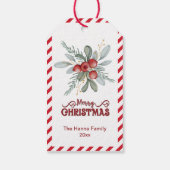 ベリーエレガントと緑、赤いメリークリスマス ギフトタグ (裏面)
