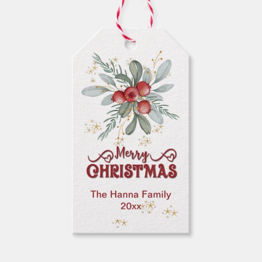 ベリーエレガントと赤メリークリスマスギフトラベル ギフトタグ (正面)