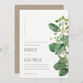 ベリーエレガント葉緑の結婚式招待 サンキューカード (正面/裏面)