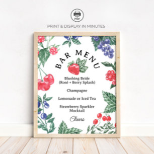 ベリーカクテルバーメニューブライダルシャワーサイン ポスター