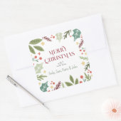 ベリーカラフルの葉メリークリスマスファミリーギフト スクエアシール (封筒)