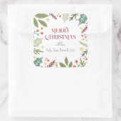 ベリーカラフルの葉メリークリスマスファミリーギフト スクエアシール (バッグ)