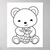 ベリーカラーリングページを持つかわいいクマ ポスター (正面)