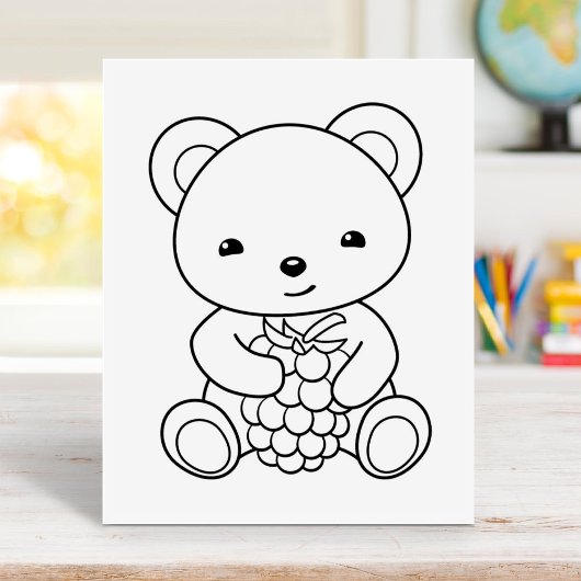 ベリーカラーリングページを持つかわいいクマ ラバースタンプ