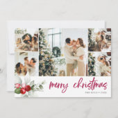 ベリーカリグラフィーメリークリスマス7枚の写真 シーズンカード (正面)