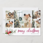 ベリーカリグラフィーメリークリスマス7枚の写真 シーズンカード (正面)
