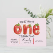 ベリークッキーワンプレイドピンクレッド誕生日パーティー 招待状 (スタンド正面)