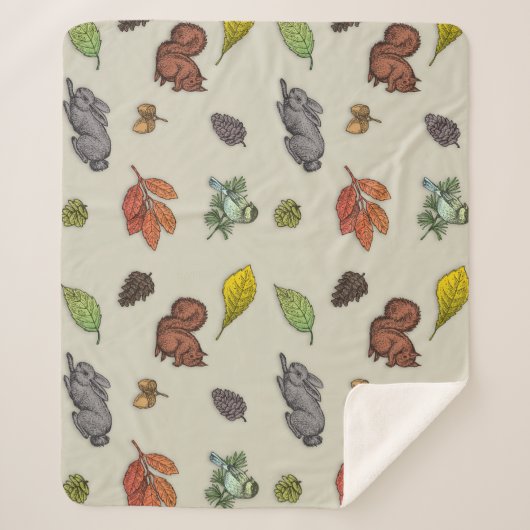 ベリークリスマスバードレッドグレー シェルパブランケット (正面)