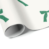 ベリーグリーンリボンがクリームのクリスマスの休日に湾曲形 ラッピングペーパー (ロールコーナー)