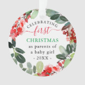 ベリーグリーンリーリース初めてのクリスマスズを親として オーナメント (正面)