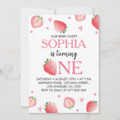 ベリースイーツ誕生日招待状ストロベリーテーマ 招待状 (正面)