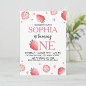 ベリースイーツ誕生日招待状ストロベリーテーマ 招待状 (スタンド正面)