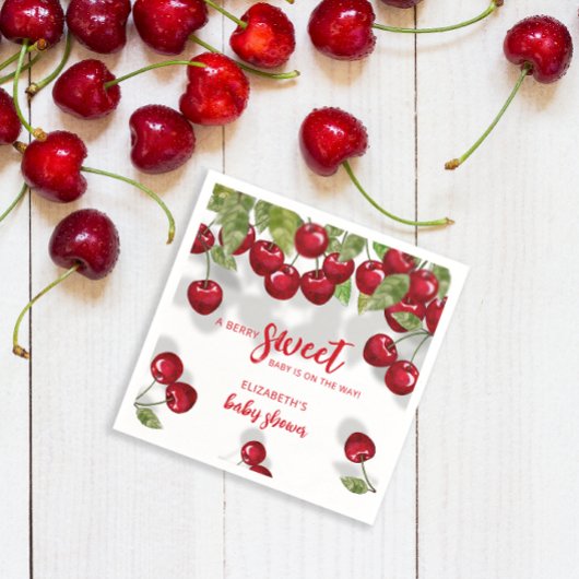 ベリースイートさくらんぼベビーシャワーナプキンズ スタンダードカクテルナプキン