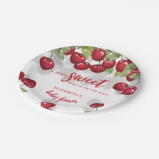ベリースイートさくらんぼベビーシャワー紙プレート ペーパープレート (アングル)