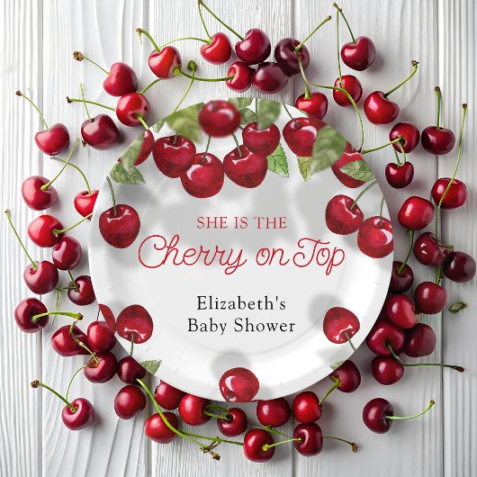 ベリースイートさくらんぼベビーシャワー紙プレート ペーパープレート