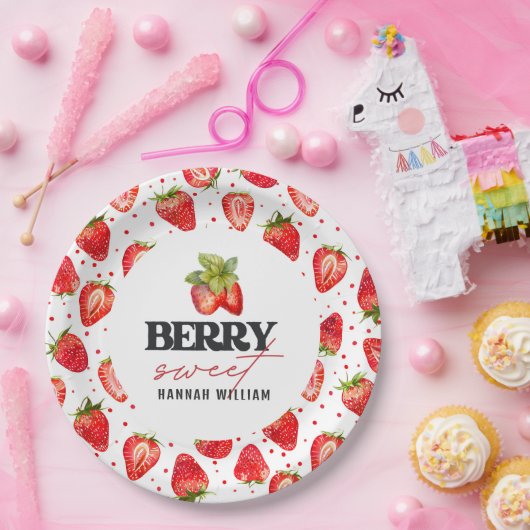 ベリースイートイチゴ赤ちゃんシャワー ペーパープレート (パーティー)