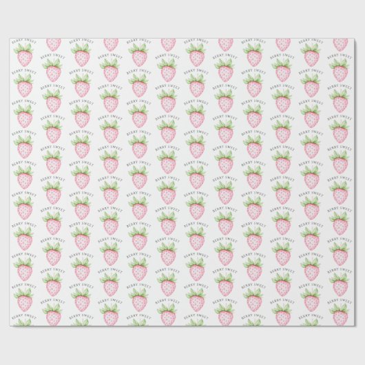 ベリースイートウォーターカラーストロベリーガールベビーシャワー ラッピングペーパー (フラット)