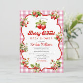 ベリースイートウォーターカラーストロベリーベビーシャワー 招待状 (スタンド正面)