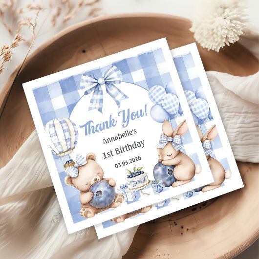 ベリースイートウォーターカラーブルーベリーバースデーパーティー スタンダードカクテルナプキン