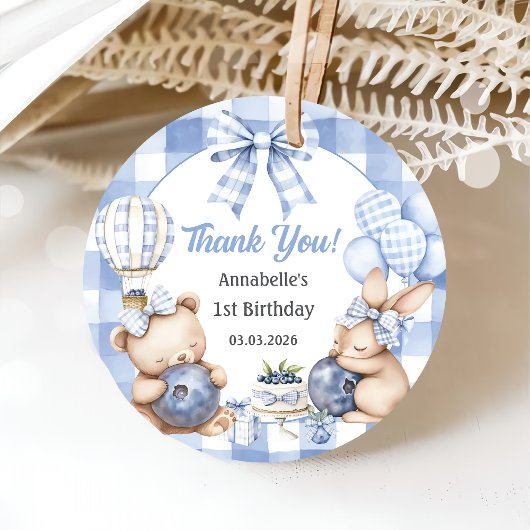 ベリースイートウォーターカラーブルーベリーバースデーパーティー フェイバータグ