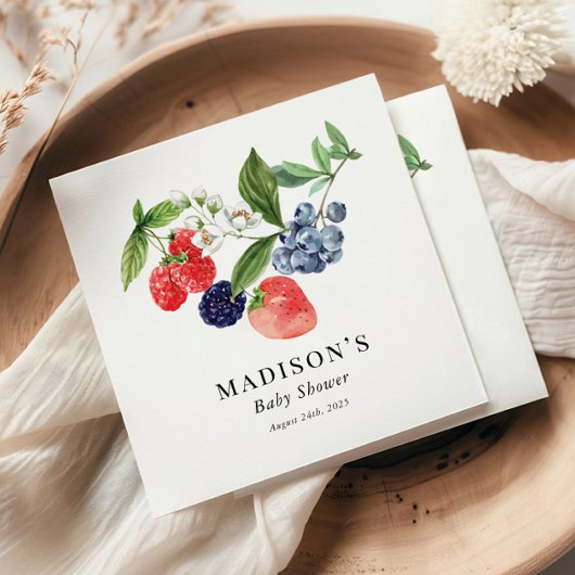 ベリースイートウォーターカラーレッドブルーベビーシャワー スタンダードカクテルナプキン