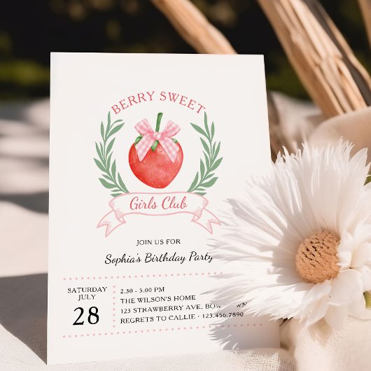 ベリースイートガールズクラブストロベリーボウ誕生日 招待状