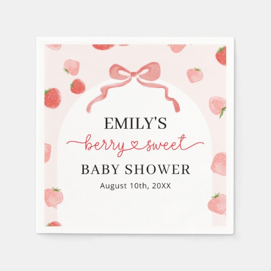 ベリースイートガールズストロベリーベビーシャワー スタンダードカクテルナプキン (正面)
