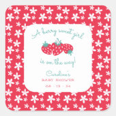 ベリースイートガールベビーシャワーストロベリーフローラ スクエアシール (正面)