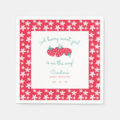 ベリースイートガールベビーシャワーストロベリーフローラ スタンダードカクテルナプキン (正面)