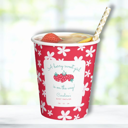 ベリースイートガールベビーシャワーストロベリーフローラ 紙コップ