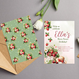 ベリースイートサマーイチゴ誕生日招待状 招待状