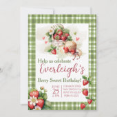 ベリースイートサマーイチゴ誕生日招待状 招待状 (正面)
