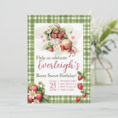 ベリースイートサマーイチゴ誕生日招待状 招待状 (スタンド正面)