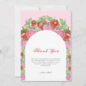 ベリースイートストロベリーアーチガールベビーシャワー サンキューカード (正面)