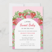 ベリースイートストロベリーアーチガールベビーシャワー 招待状 (正面)