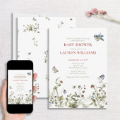 ベリースイートストロベリーウォーター色ベビーシャワー 招待状