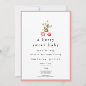 ベリースイートストロベリーガールベビーシャワー招待状 招待状 (正面)