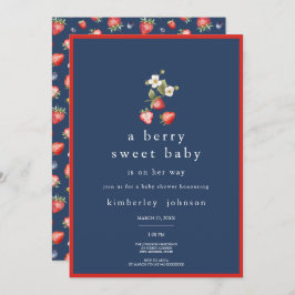 ベリースイートストロベリーガールベビーシャワー招待状 招待状