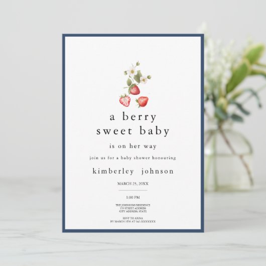 ベリースイートストロベリーガールベビーシャワー招待状 招待状 (スタンド正面)