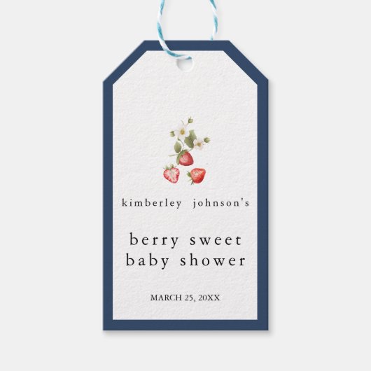 ベリースイートストロベリーガールベビーシャワー ギフトタグ (正面)
